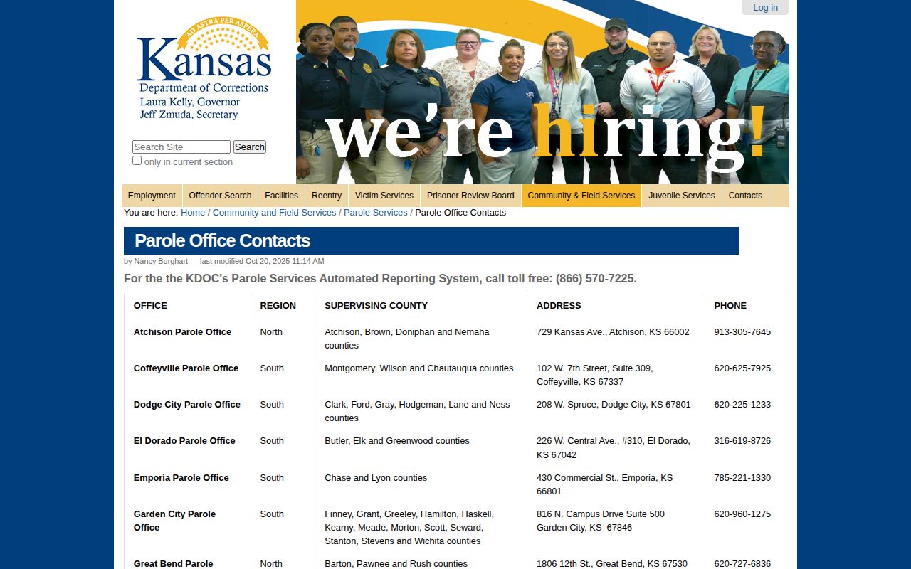 Douglas County parole and probation Lawrence office listing
