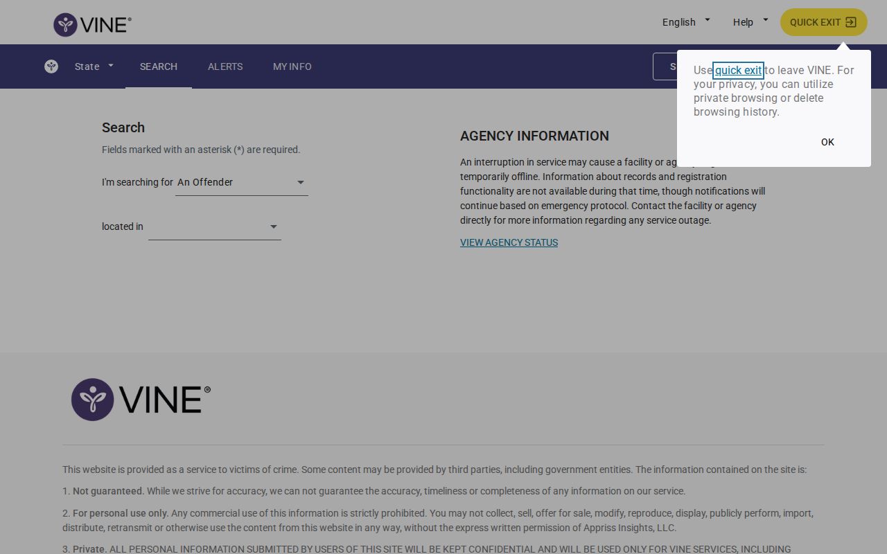 Douglas County VINELink inmate person search interface